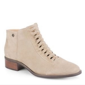 Klub Nico Anthropologie Tan Suede Crisscross Booties 7